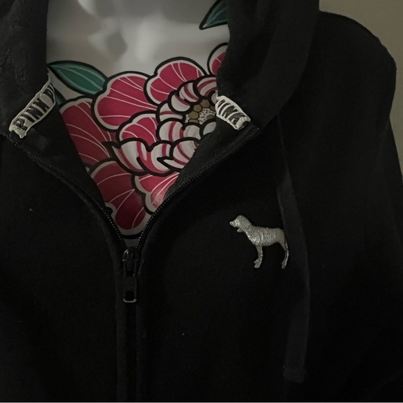 Pink Victorias Secret Zip Up Hooded Sweater with Silver Embellishments - Picture 2 of 5